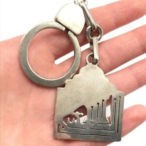 Vintage 925 Egyptian Sterling Silver Etched Symbol Key Chain